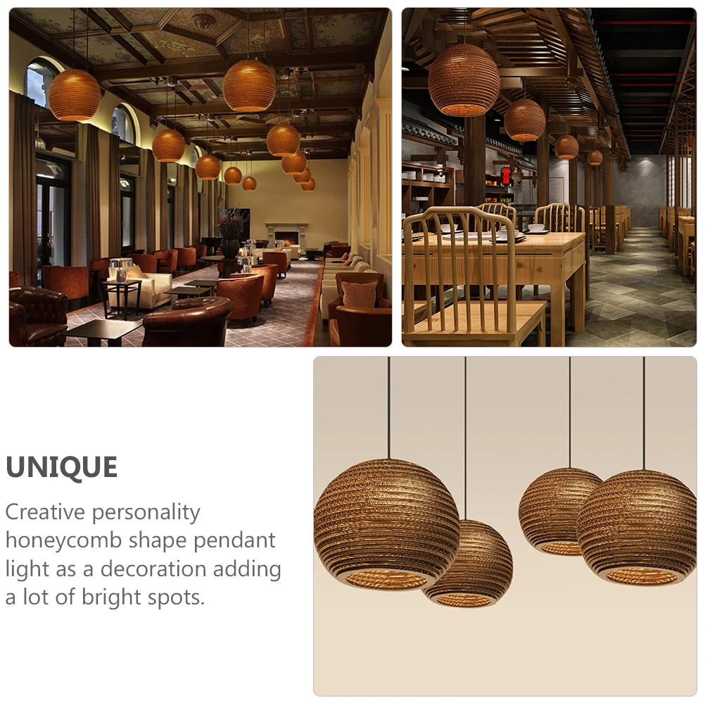 

Spherical Paper Lampshade Chandelier Bedroom Hanging Cover Lantern Light Warm Atmosphere Pendant Honeycomb Natural Material