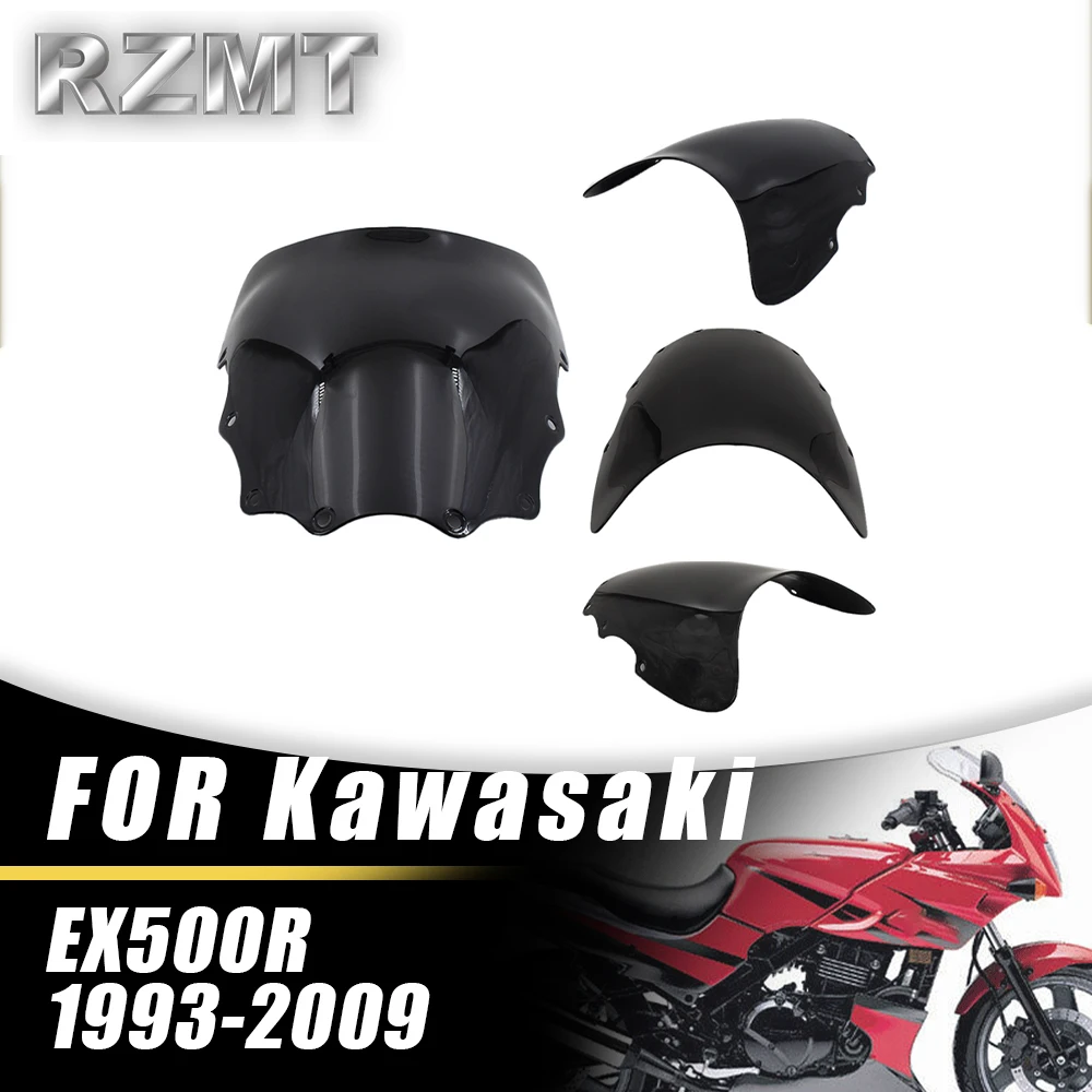 

Front Double Bubble Wind Deflector Windscreen For KAWASAKI EX500R 1993-2009 Motorcycle Accessories Windshield Black