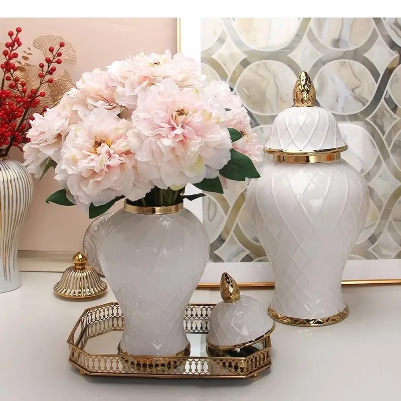 Ceramic Storage Jar Flower Vase Arrangement Ornament Large Capacity Hydroponic Decoration Organizer