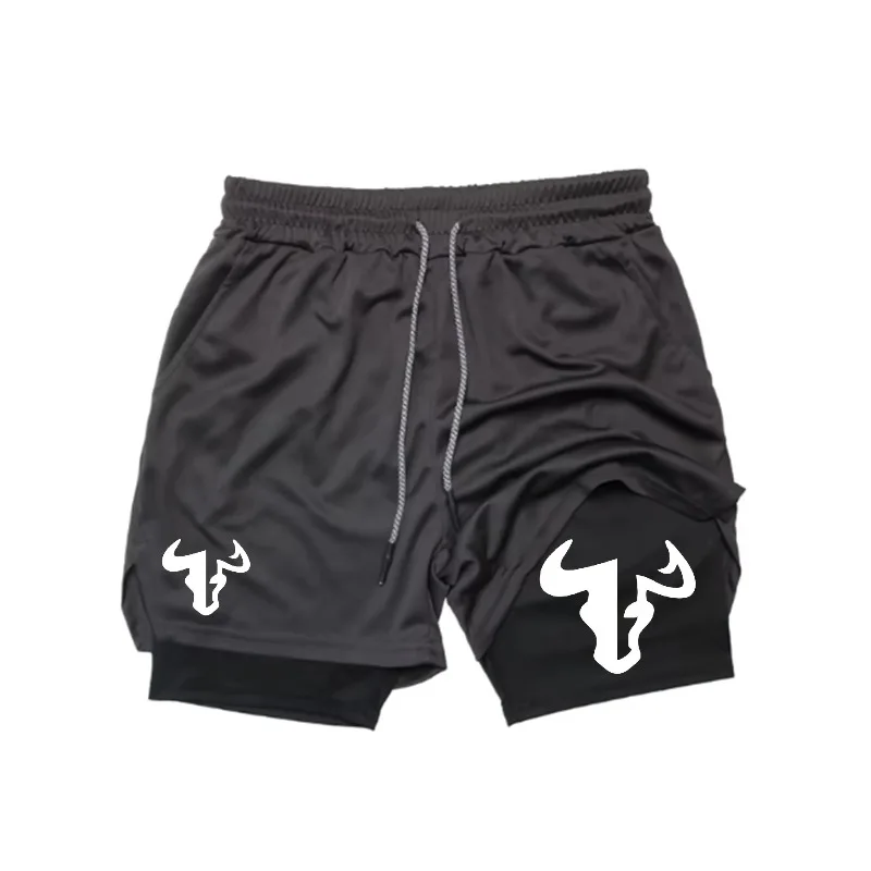 

Новые летние мужские двухслойные шорты с несколькими карманами для фитнеса, спорта, повседневные пляжные узкие шорты на подкладке для тренировок для мужчин, спортивная одежда