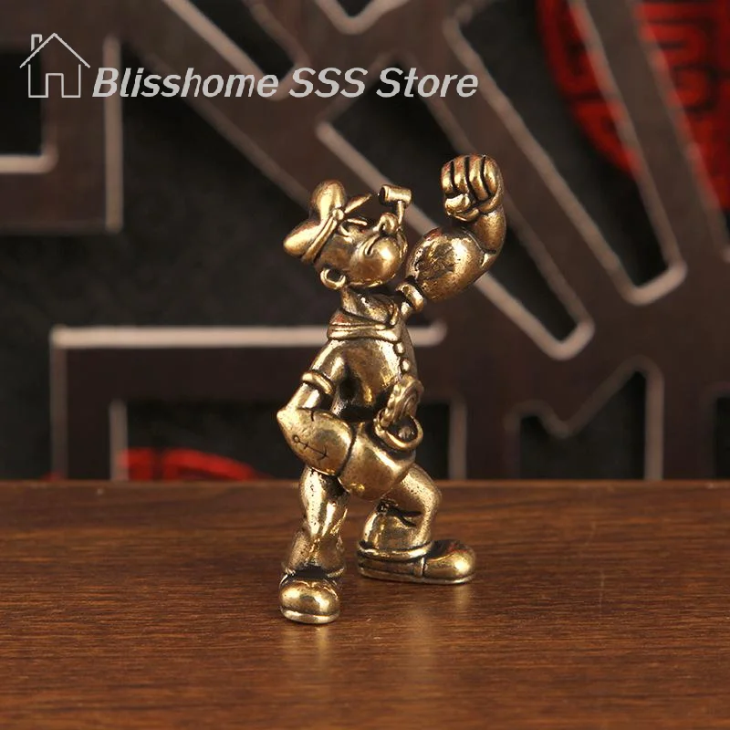 【S】1/2PCS Popeye The Sailor Man Figure Brass Home Decor Office Desk Tea Table Art Ornaments Decorative Car Home Desktop