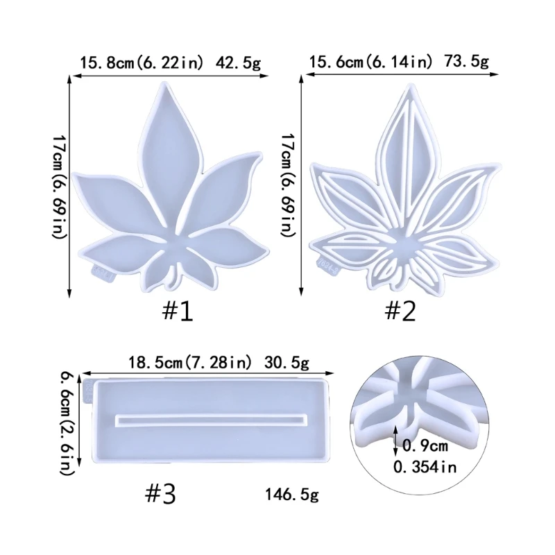 Maple Leaf แม่พิมพ์ซิลิโคนเรซิน Coasters แม่พิมพ์สำหรับตกแต่งบ้านฤดูใบไม้ร่วงเครื่องประดับแม่พิมพ์ 97QE