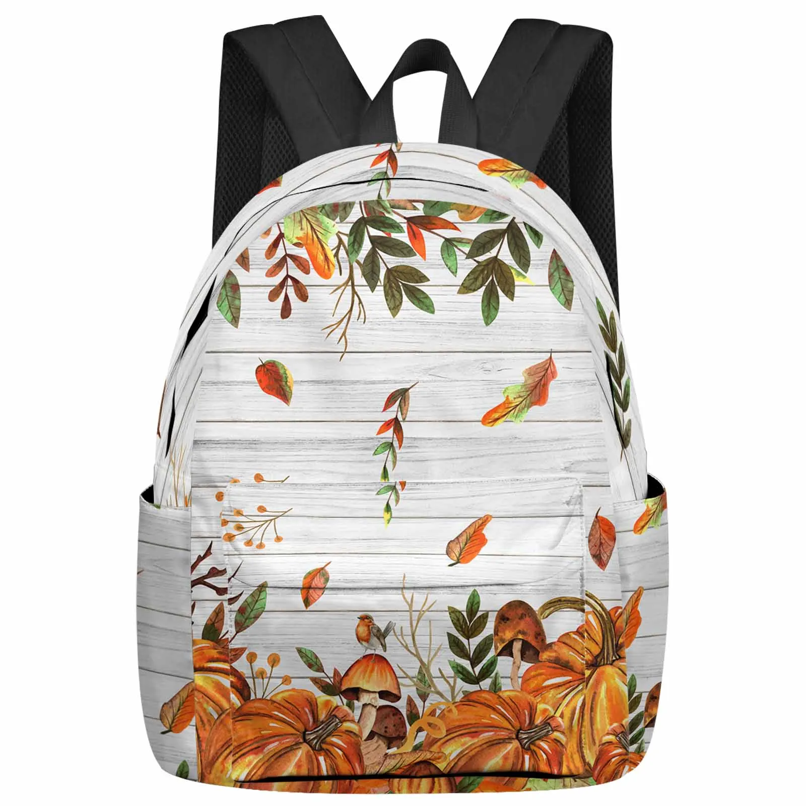 

Orange Pumpkin Mushroom Leaf Bird Backpacks Custom Student School Bags Laptop Backpack Men Women Female Travel Mochila