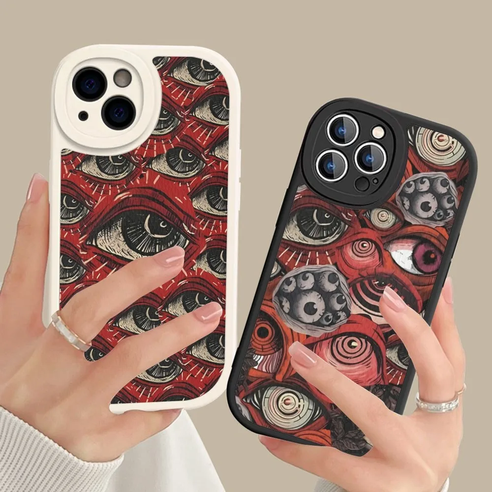 Scary Face Eyes Phone Case Hard Leather For IPhone 14 13 12 Mini 11 14 Pro Max Xs X Xr 7 8 Plus Fundas