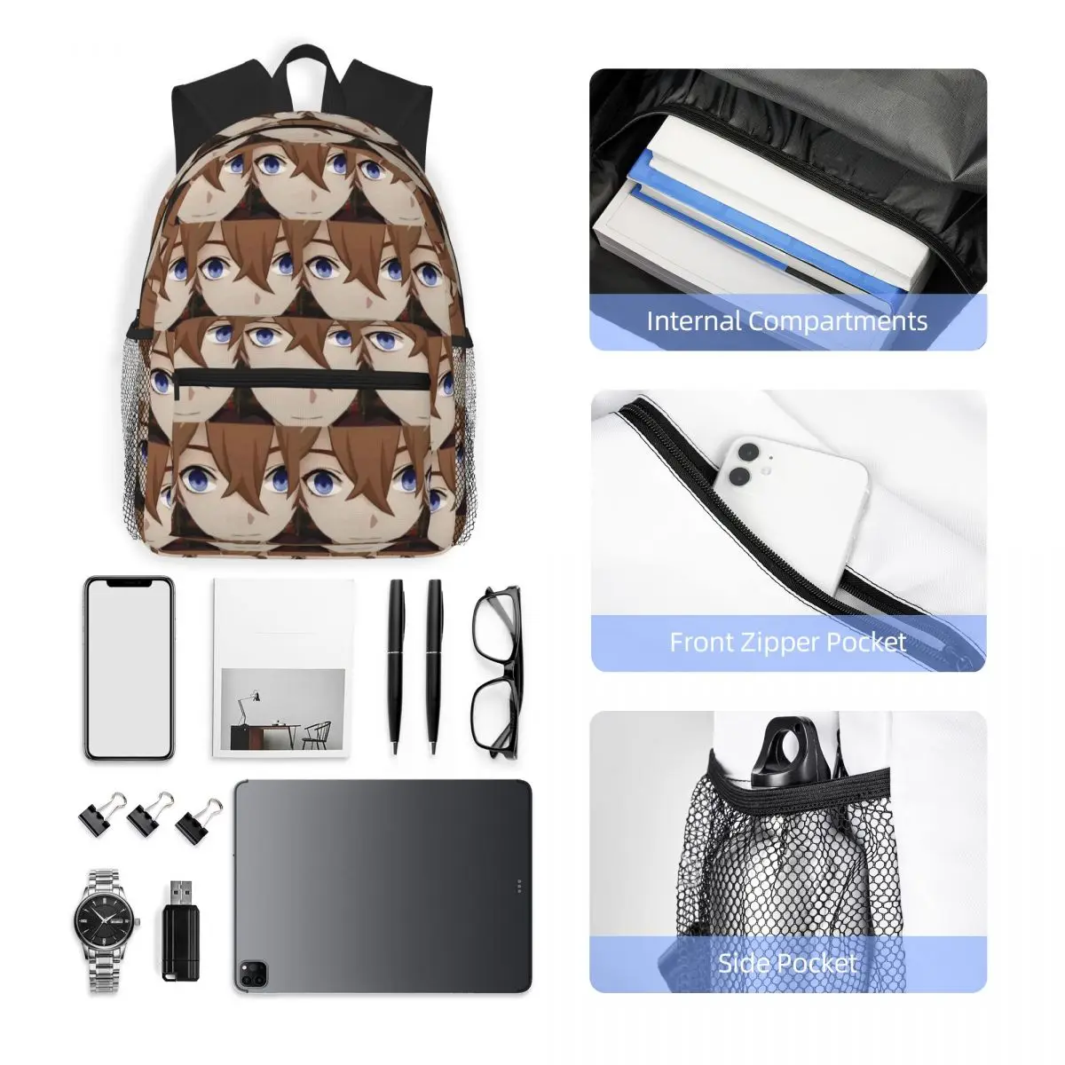 Childe Genshin Impact Genshin Impact Cursed Childe Student Backpack School Bag Hiking Daypack for Men Women Bookbag Shoulder Bag