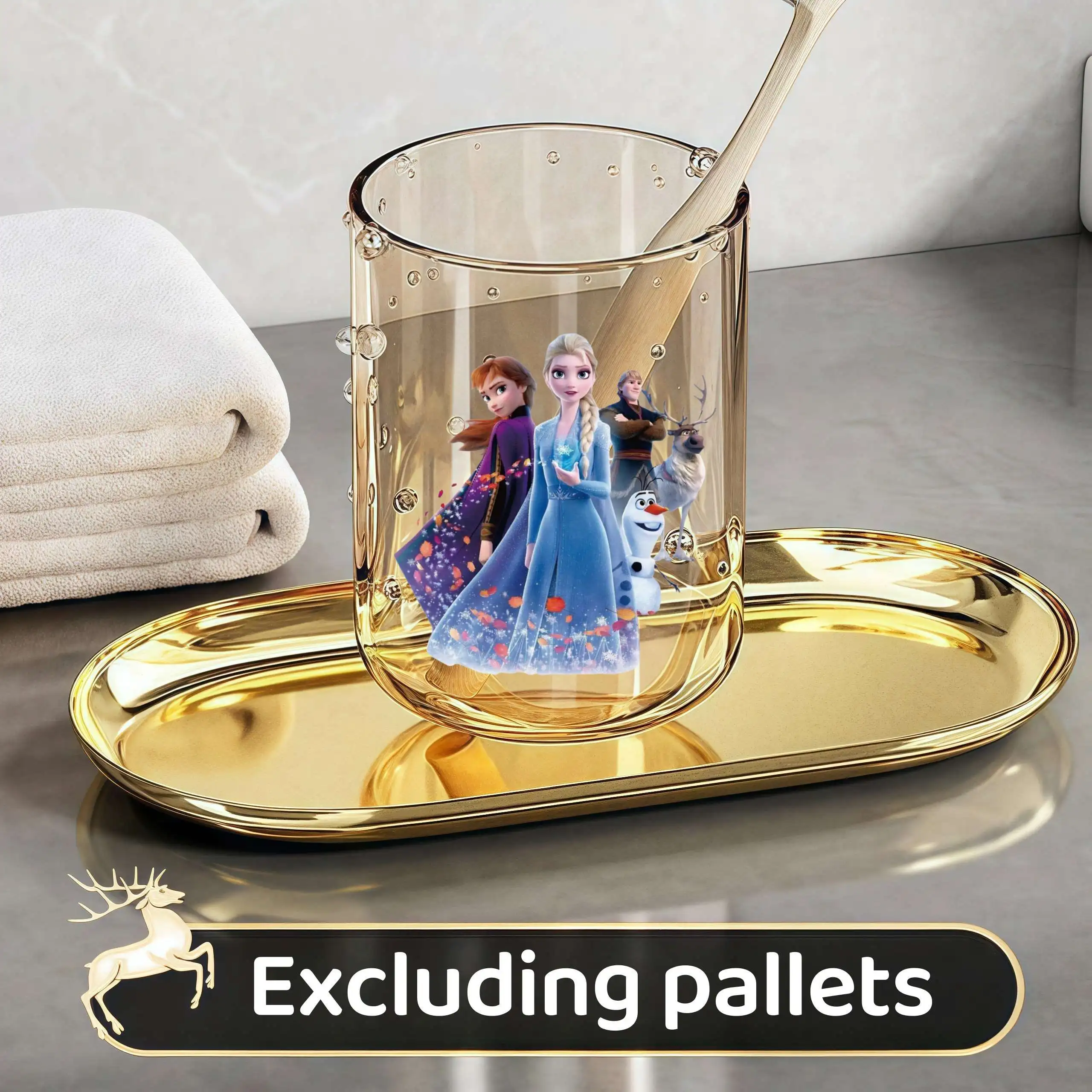 كوب ديزني فروزن برينسيس إلسا للأطفال، كوب غسيل منزلي، لون نقي، كوب غسيل شفاف، حقيبة تخزين لفرشاة الأسنان #4