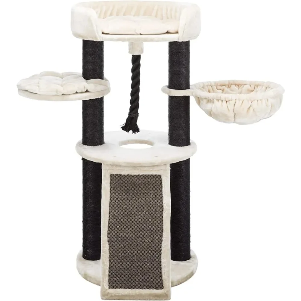 

Sturdy Play Rope Towers for Cats Scratcher Hammock Claw Sharpener Big Cat Tower Climbing Ramp Padded Platform 55.5" Accessories