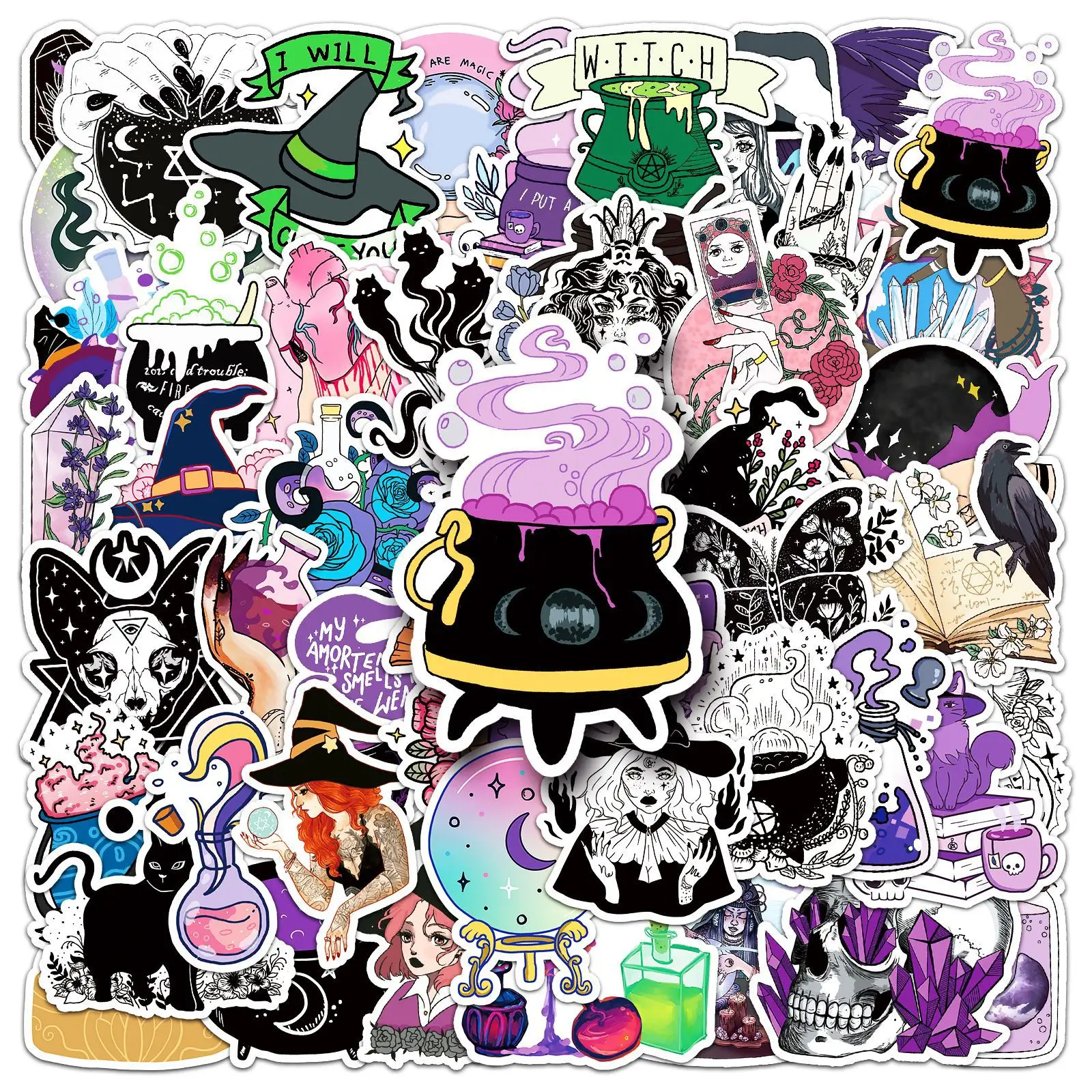 

50Pcs Punk Magic Witch Series Graffiti Stickers Suitable for Laptop Helmets Desktop Decoration DIY Stickers Toys Wholesale