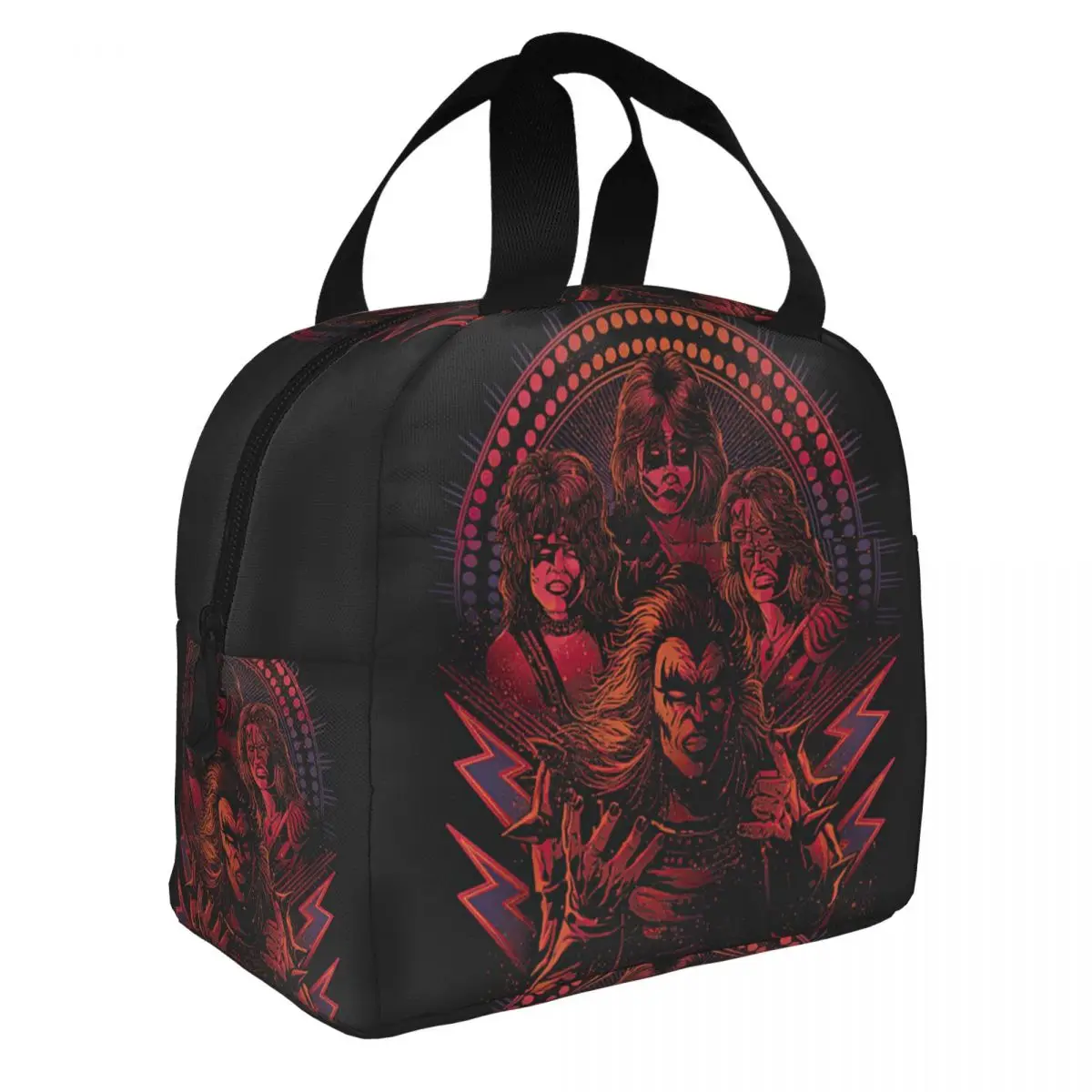 

Kiss Metal Comic Style Lunch Bento Bags Portable Aluminum Foil thickened Thermal Cloth Lunch Bag for Women Men Boy