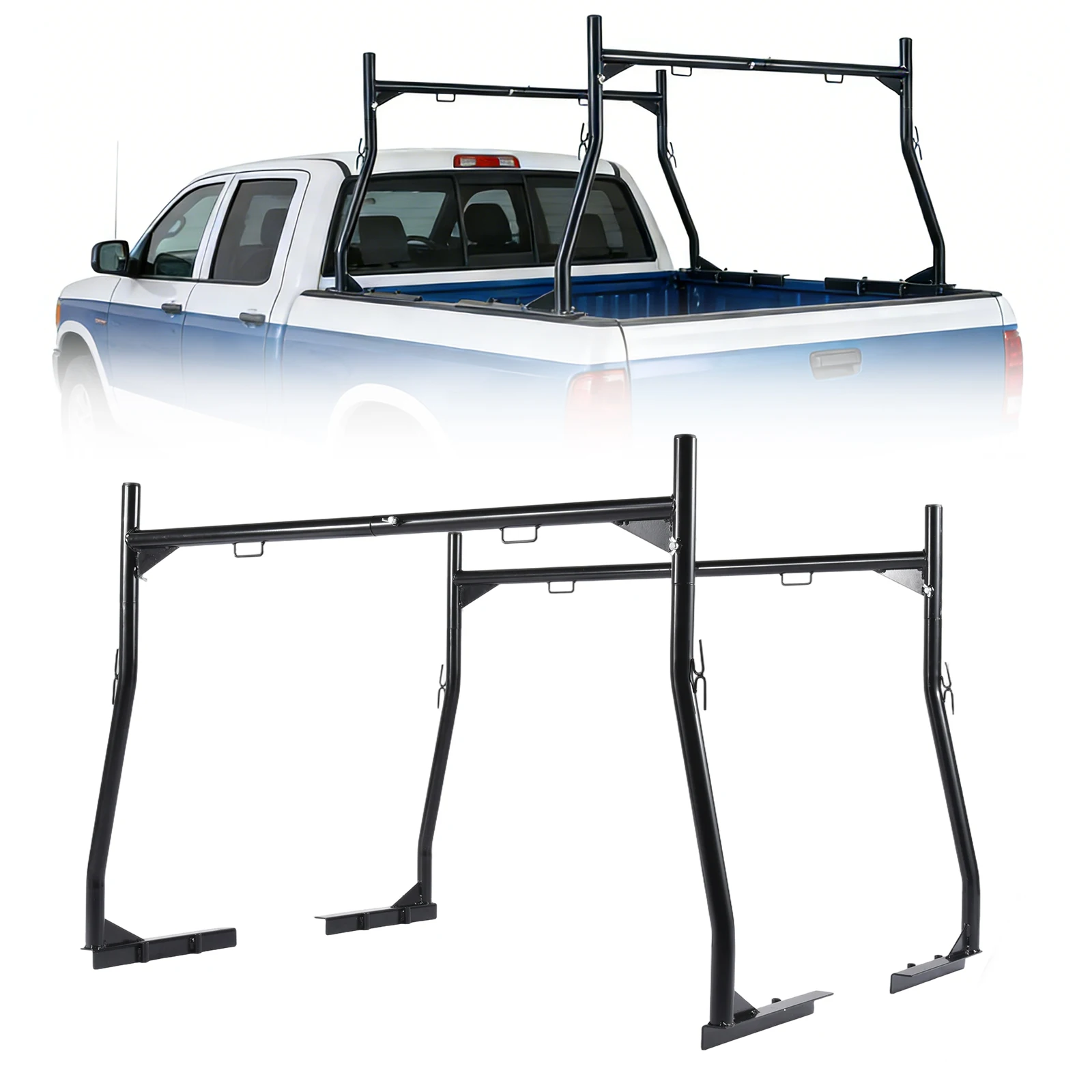 

Truck Ladder Rack 49-74 in Adjustable Width, Heavy Duty Pickup Cargo Carrier 800 lbs for Surfboards Lumber Kayak Tents