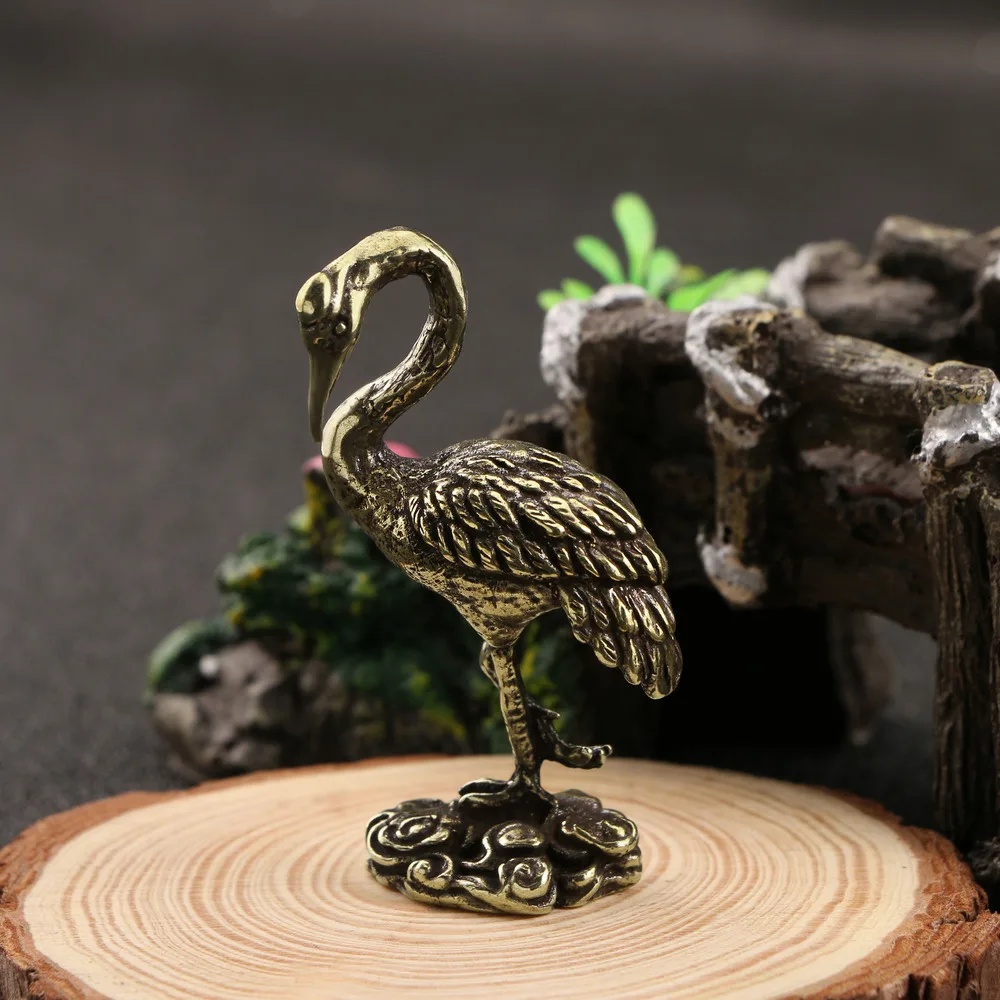 New Brass Red-crowned Crane Crane Ornaments Antique Play Tea Pet Office Desk Decoration Stalls Supply