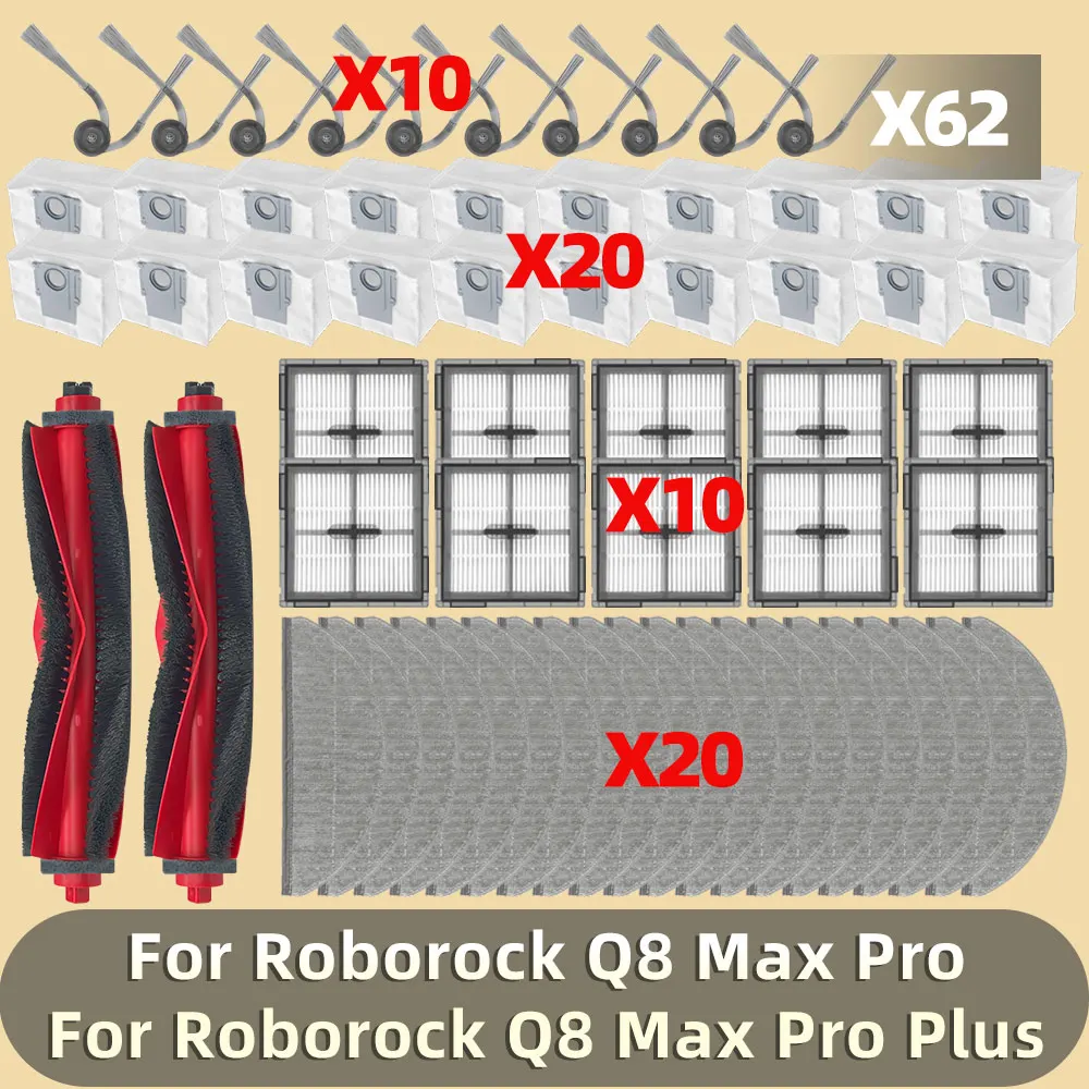 Passend für Roborock Q8 Max Pro / Q8 Max Pro Plus  Hauptseitenbürste Mopptücher Filter Staubbeutel Zubehör Ersatz