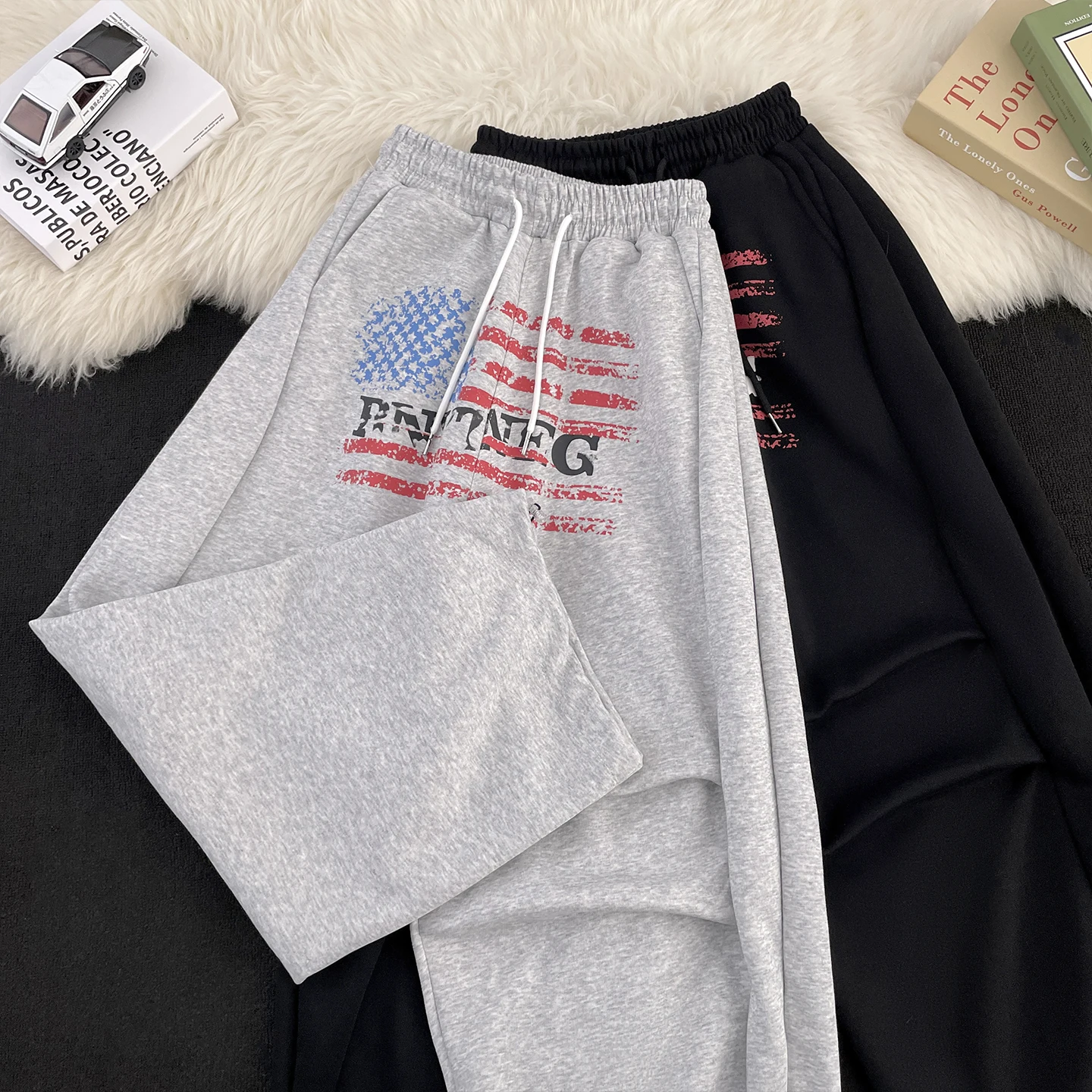 

Casual Men's Hiphop Jazz Dance Print Pleated Sports Sweatpants Straight Leg Loose Fit Summer Youth Active Sle Streetwear