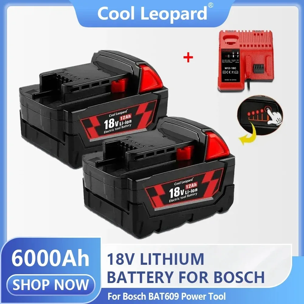 New18V 12.0Ah Li-ion Battery For Milwaukee M18 XC PowerTool Replacement Lithium ion Batteries With Charger 48-11-1860 48-11-1850