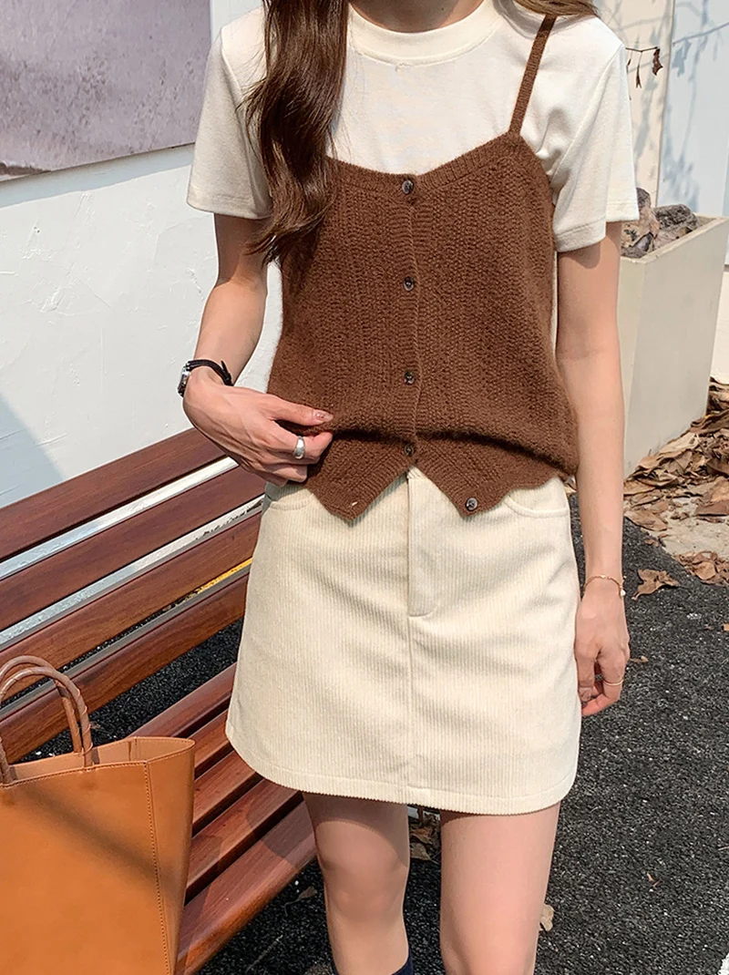 Grundlegende Hohe Taille Cord Mini Rock Frauen Herbst Neue Vintage College A-linie Röcke Tasche Koreanische Abnehmen Alle-Spiel Kurzen rock – Detail 6