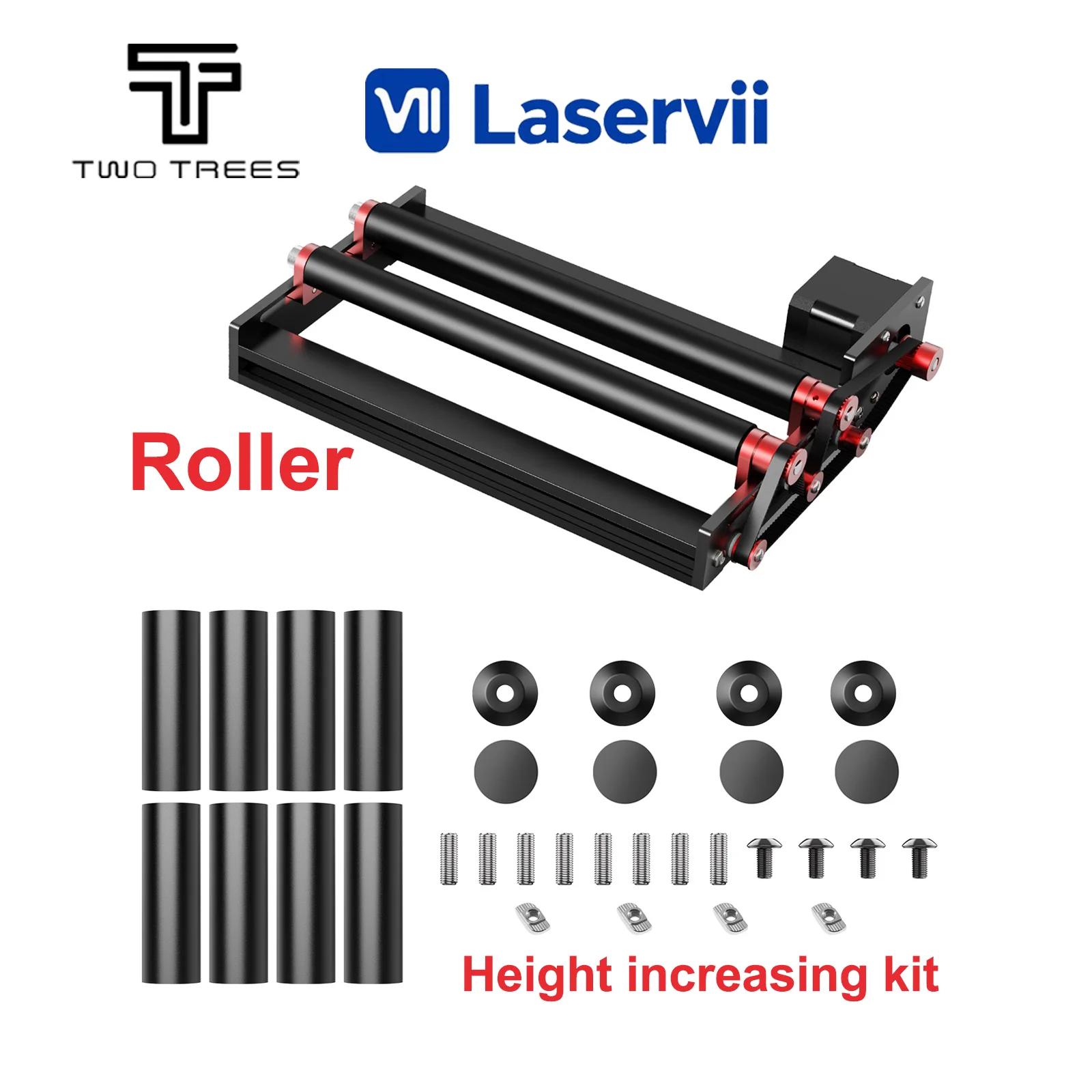 TWO TREES TR3 Incisore laser a rullo rotante Kit di rialzo/rotazione asse Y 360 ° Rullo per Incisione di Oggetti Cilindrici, Anello Adatto per Incisore Laser TTS TS2 Laservii Serie L1 90%
