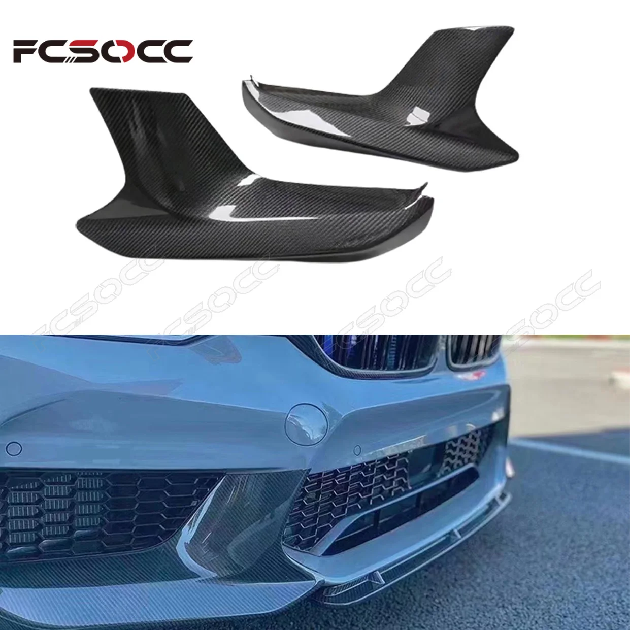 

Carbon Fiber Front Bumper Lip Upper Side Splitter Canard Trim For BMW 5 Series F90 M5 Car Bodykit Diffuser Spoiler2017-2020
