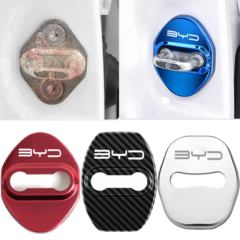 4pcs Car Accessories Door Lock Cover Protect Emblems Case for BYD Atto 3 Destroyer 05 Tang Song Seal Dolphin Han Yuan Styling