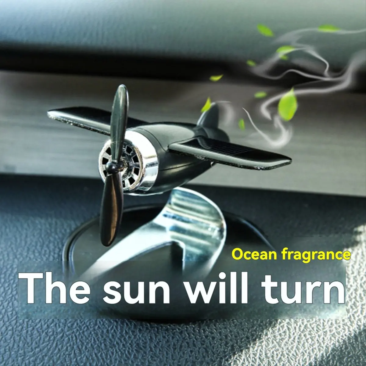 N14R Top Solar Powered Rotating Airplane Decorative Ornaments Airplane Lover Gift Home Desk Accessories Black