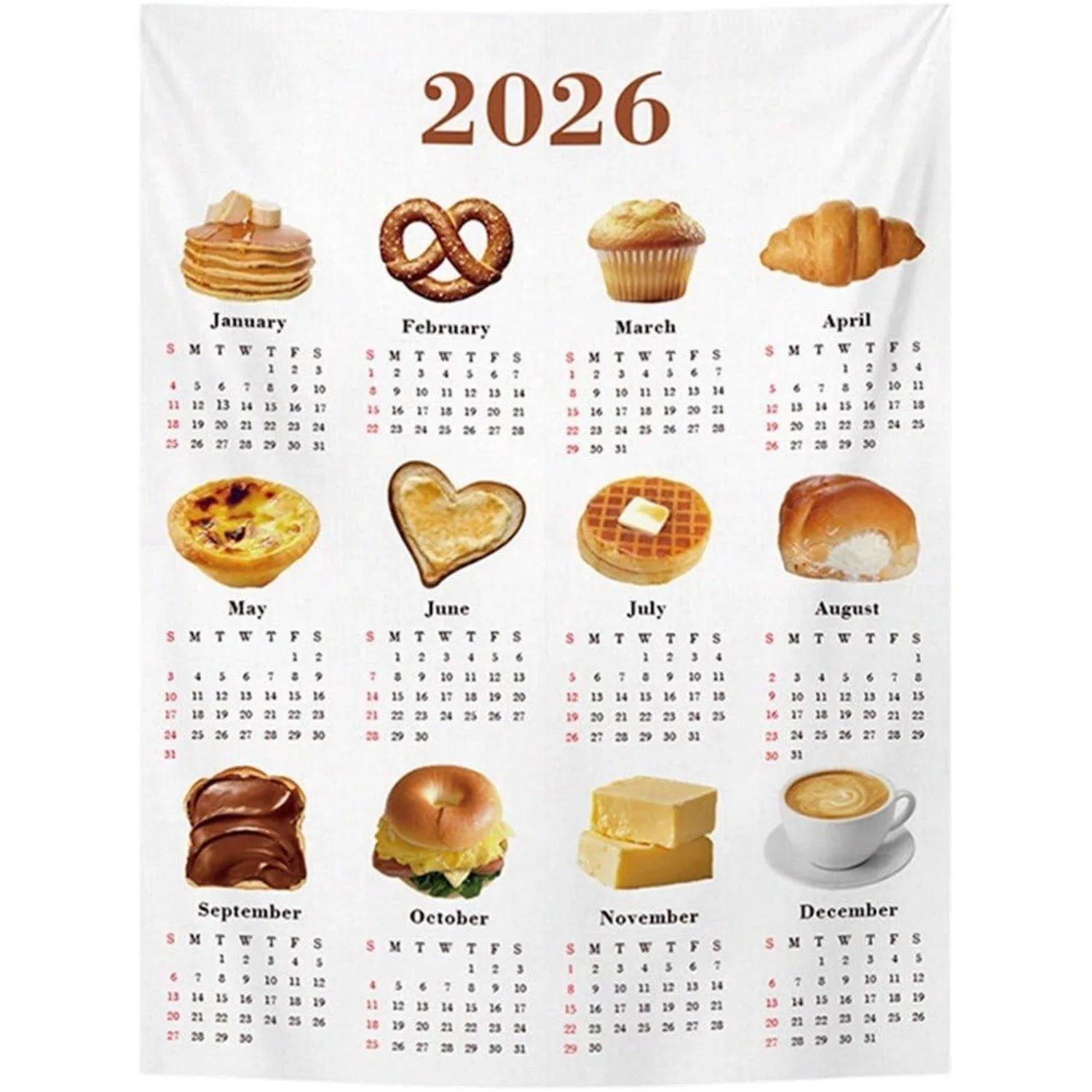 ديكور منشفة تقويم الحائط، منشفة تقويم سنة مبتكرة، تقويم نسيج الحائط 2026 - نسيج تقويم منشفة الحائط الشهرية #2