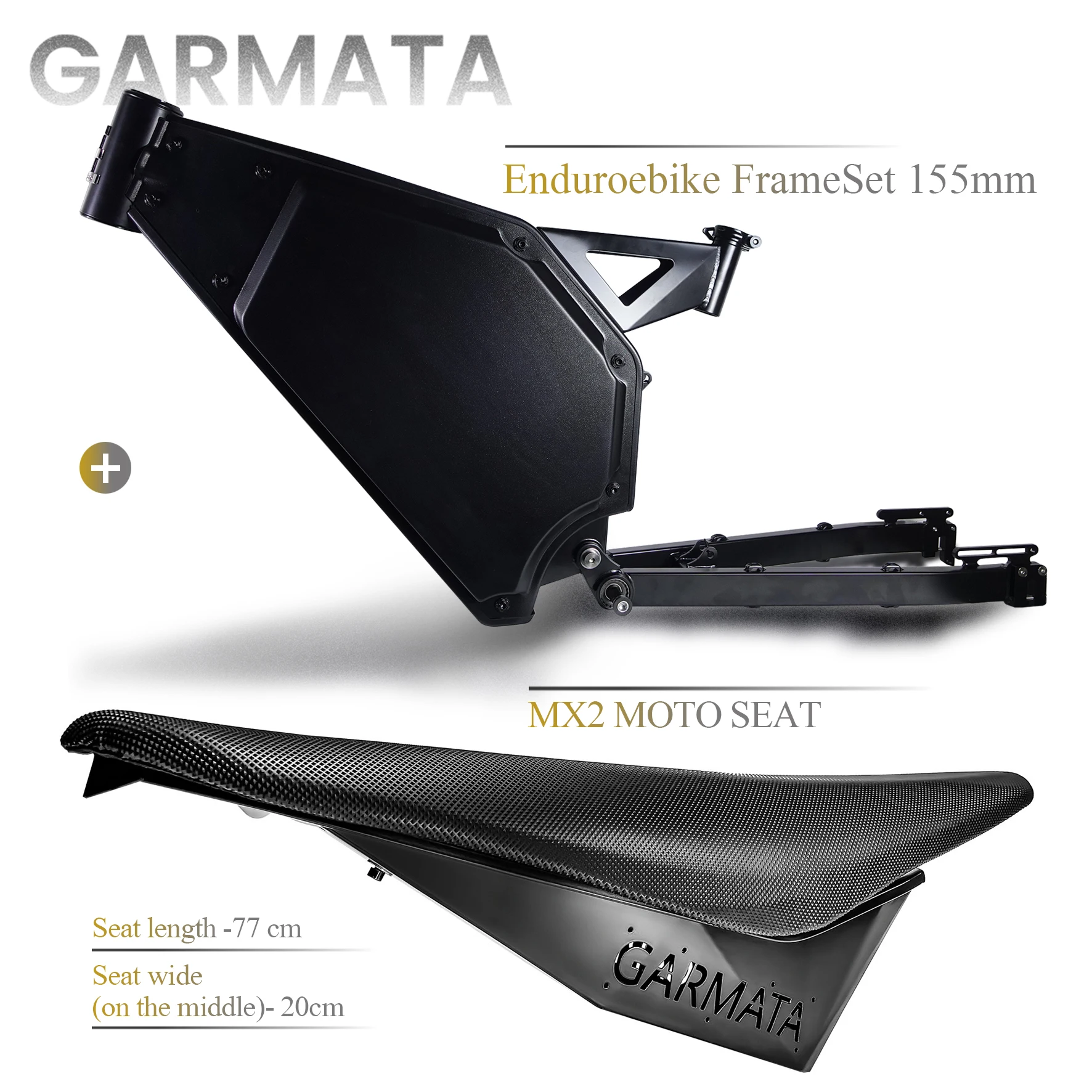 

Набор для эндуро, рама для электровелосипеда + MX2 MOTO SEAT, рама для электрического велосипеда «сделай сам», 155 мм, стальной держатель из нержавеющей стали