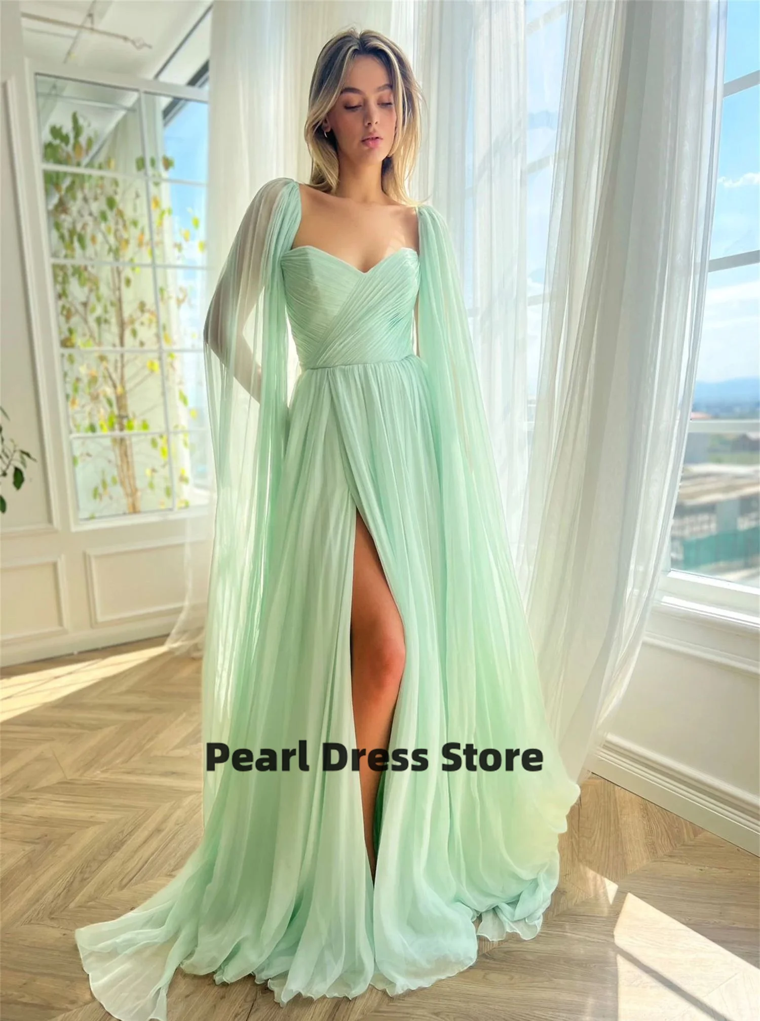 Ball Gown Cocktail of Dresses for Prom Shawl Woman Elegant Dress Es Mint Green Line A Women Evening Dress New in Dresses