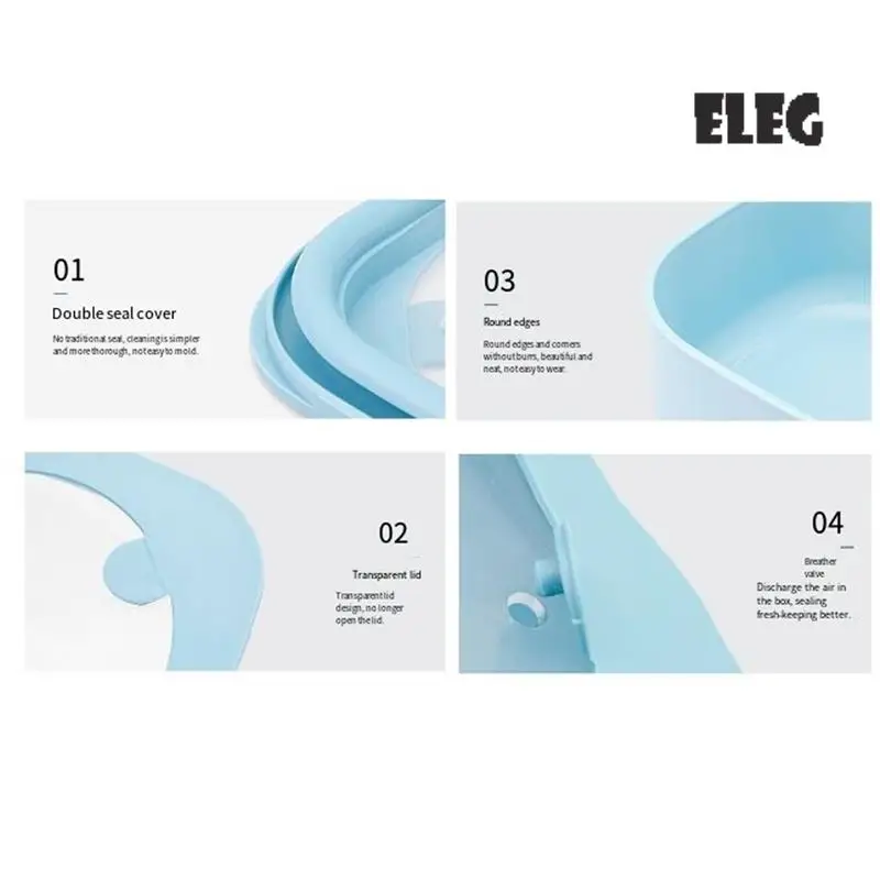 ELEG-Lunch Box Refrigeratable Microwave Fresh-Keeping Box Visible Food Lunch Box Sealed Bowl Lunch Box