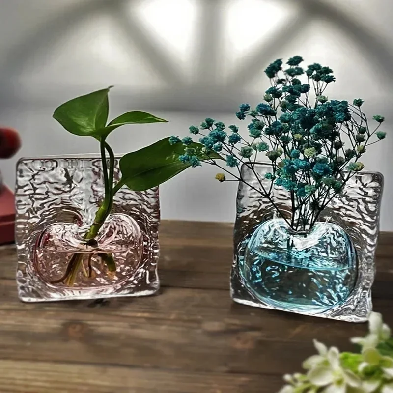 Ocean-Inspired Crystal Vase: Simplistic Elegance, Japanese Boutique Flower Holder, Exquisite Glass Decor | Elegant Crystal Vase