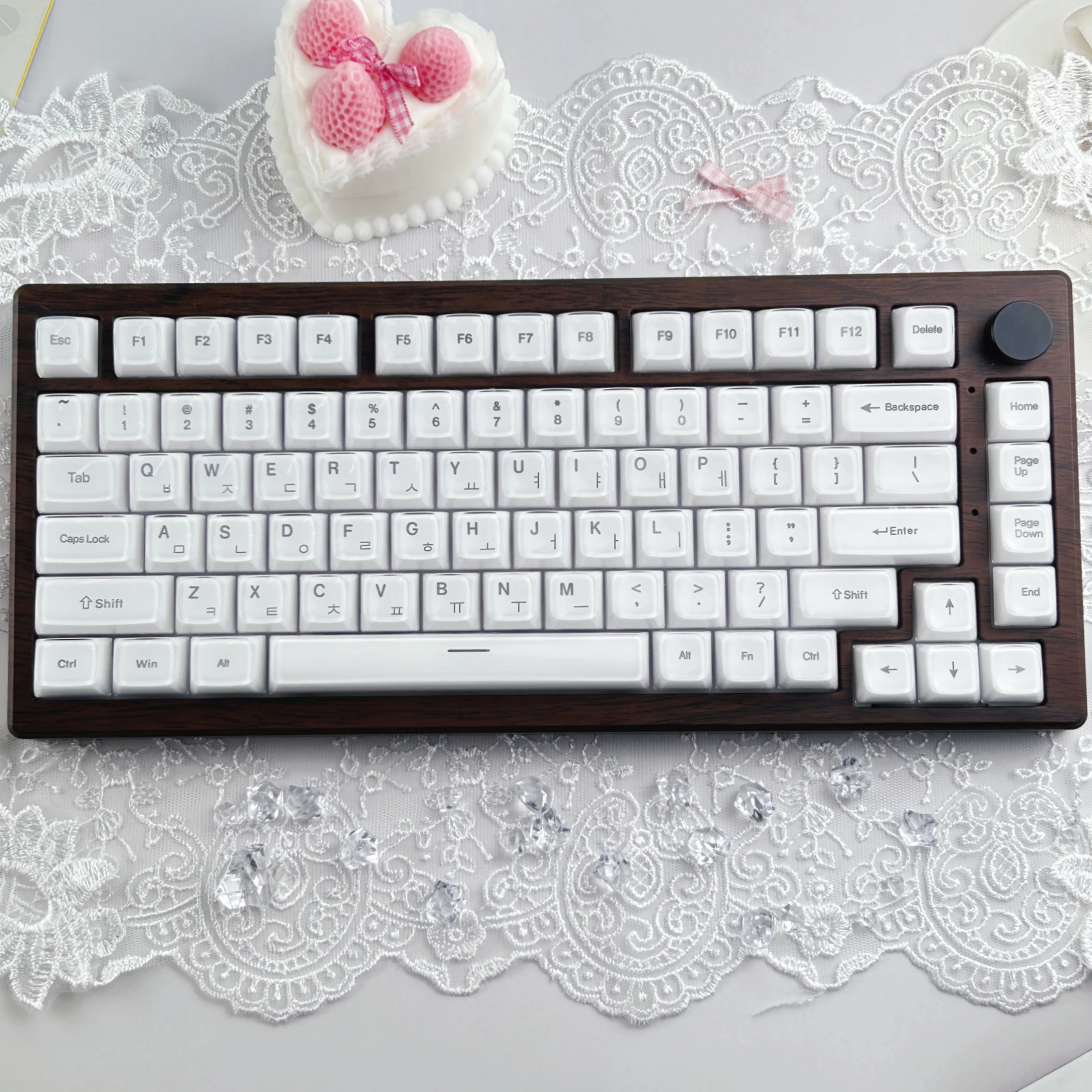 MAIMOOO White Crystal Hangul Keycap PC Material Translucent 132Keys Korean/Russian/English Jelly Keycaps for Mechanical Keyboard