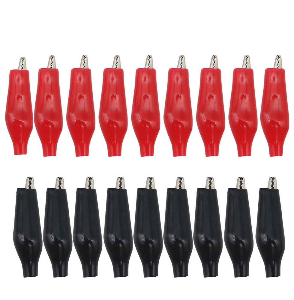 20 Pcs 28MM Black Red Soft Plastic Coated Testing Probe Mini Alligator Test Clips 4.9