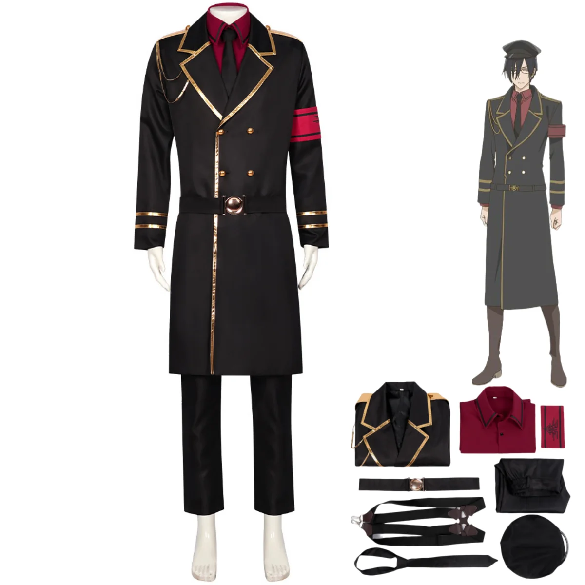 Anime Magical Girl and The Evil Lieutenant Used To Be Archenemies Mira Cosplay Costume Black Military Uniform Man Halloween Suit