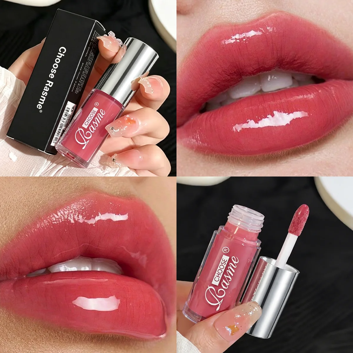 CHOOSE Basme Liquid Lip Gloss, Moisturizing Mirror Shine Lip Makeup, Glossy Glass Lip Finish for Daily Lip Beauty