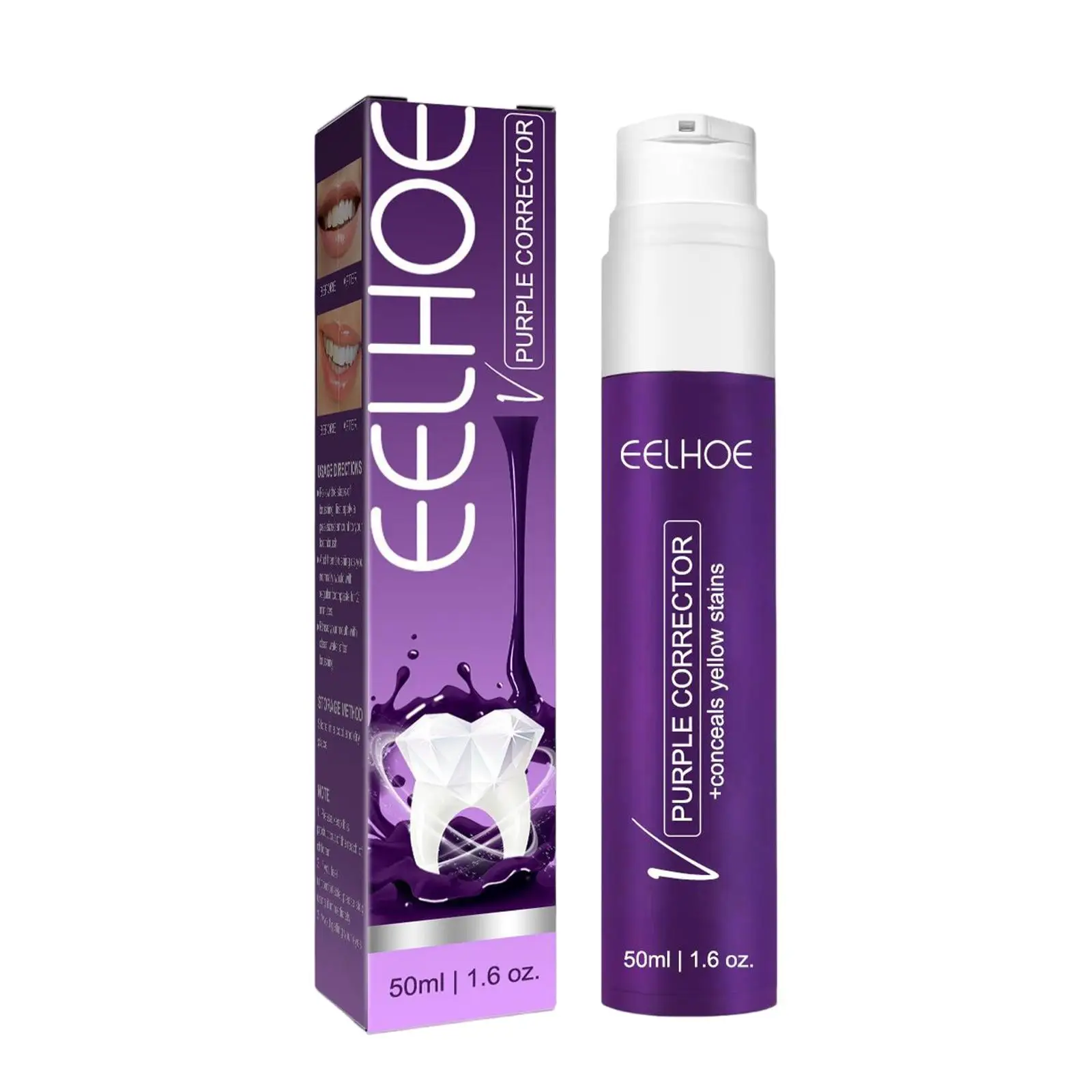 Purple Whitening Toothpaste Brightness Reduce Yellowing Whitening Colour Corrector Correct Yellow 50ml for Sensitive