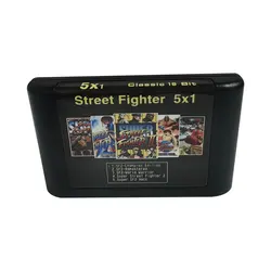 Street Fighter 5IN1 MD Game Card For Mega Drive For Sega Genesis and for original console