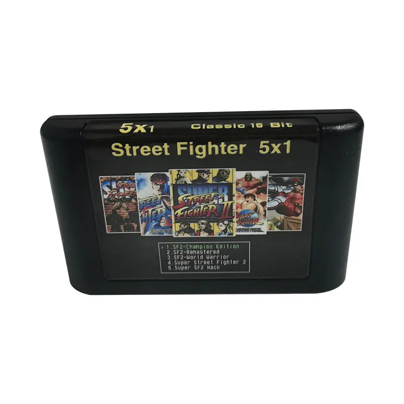 Street Fighter  5IN1 MD Game Card For Mega Drive For Sega Genesis and for original console