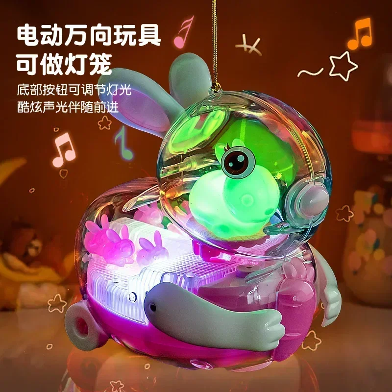 

Children's Light-emitting Electric Small Animal Gimbal Toys Creative Cartoon Cute Rabbit Electric With Music Lights Rocking Toys