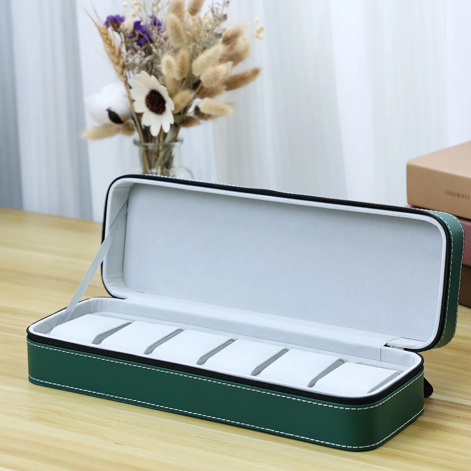 Luxury 6/10/12 slot Portable Leather Watch Box Watch Good Organizer Jewelry Storage Box Zipper Easy Carry Men Watch Box New D50