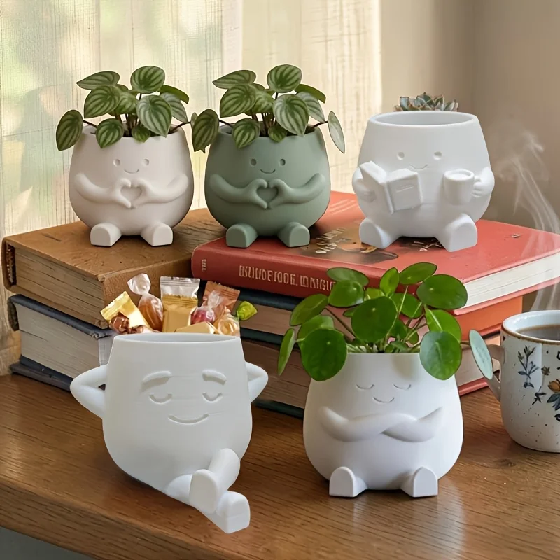 3D-printed Functional Flowerpots Perfect for Money Plant or Succulent Plants Desktop Pen Organizer Garden Pots Creative Gift