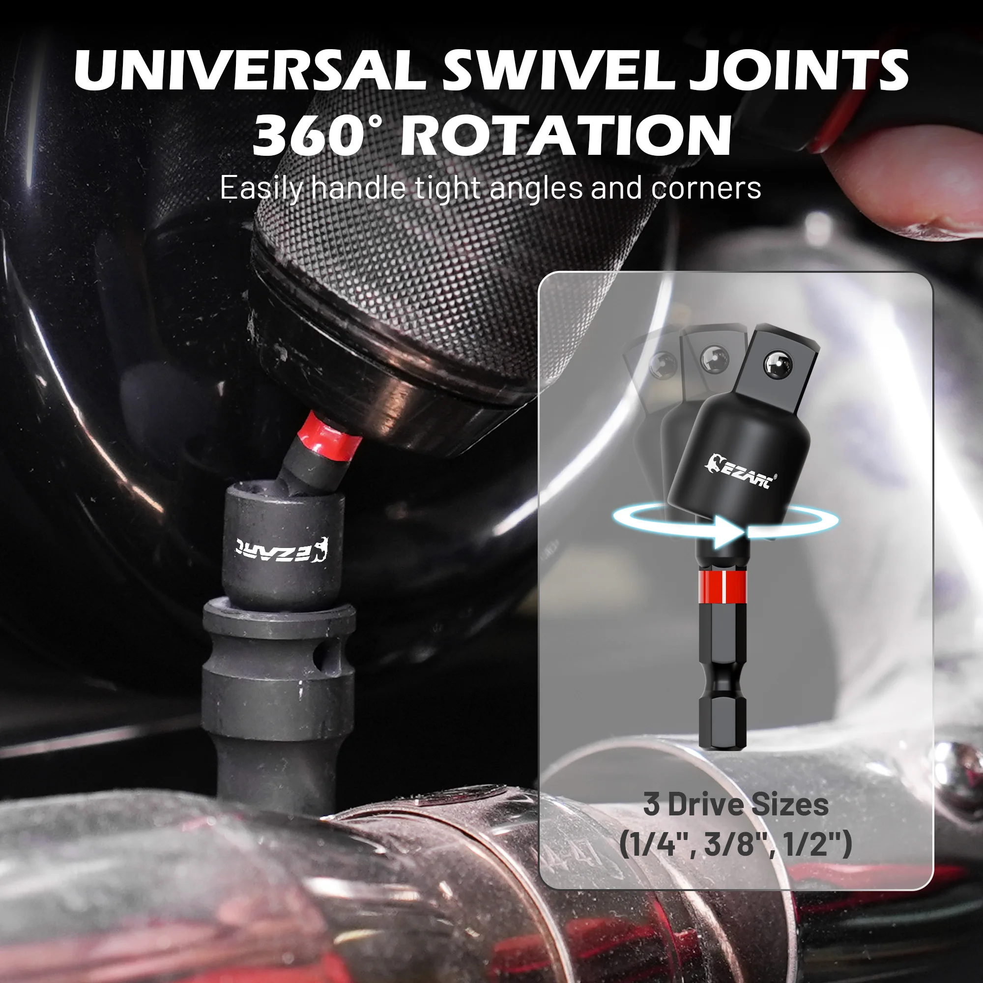 Set di adattatori per prese a percussione da 14 pezzi, adattatore per prese quadrate da 1/4 3/8 1/2 pollice, estensione punta da trapano magnetica a sgancio rapido