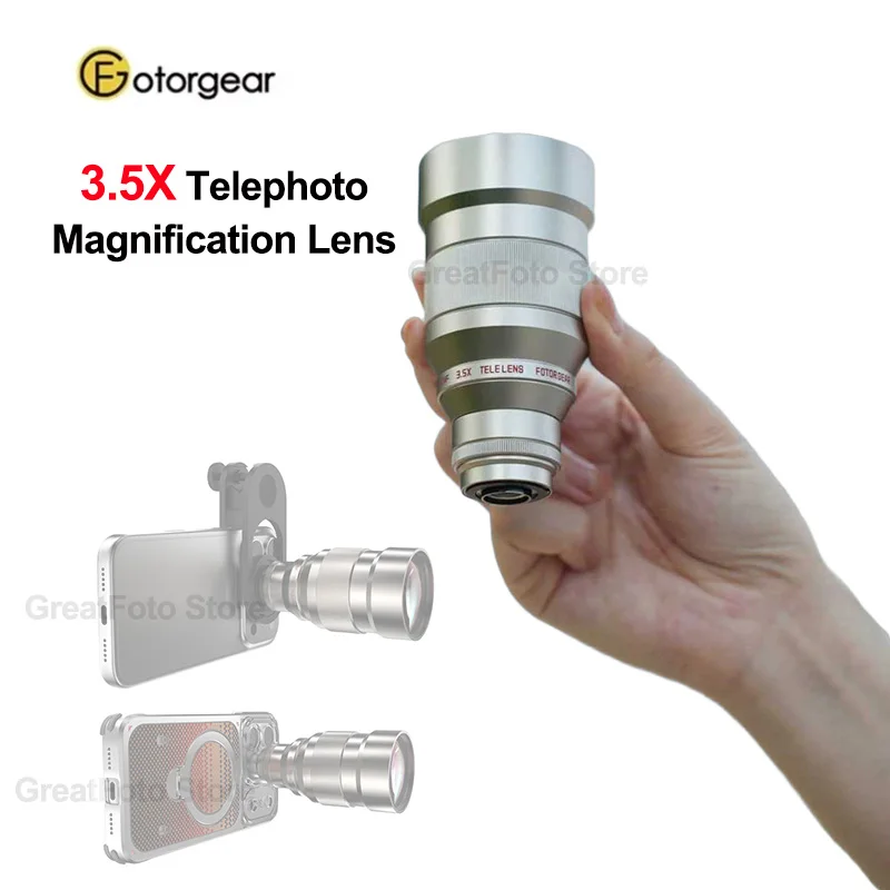 Fotorgear 3,5-fache Teleobjektiv-Vergrößerungslinse 17mm Gewinde/T-Mount Autofokus-Zoomobjektiv für Smartphone-Konzert- und Videofotografie