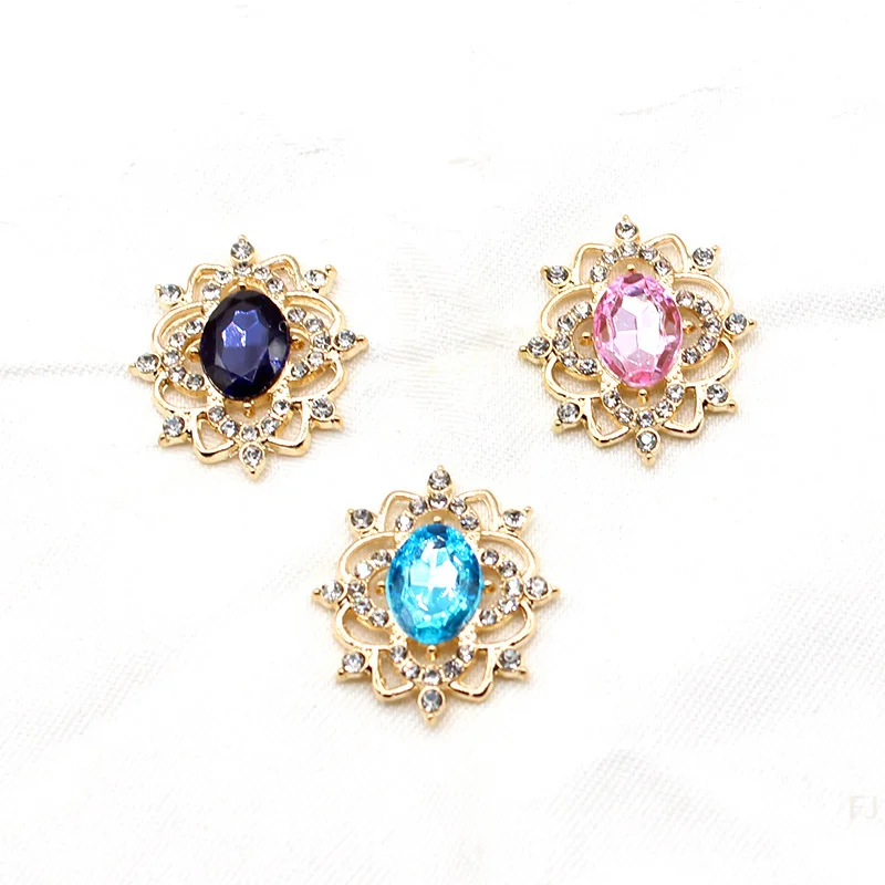 [YU] 27*31MM ovale eau diamant alliage fleur plaque bijoux accessoires bricolage robe de mariée arc chapeaux bijoux accessoires