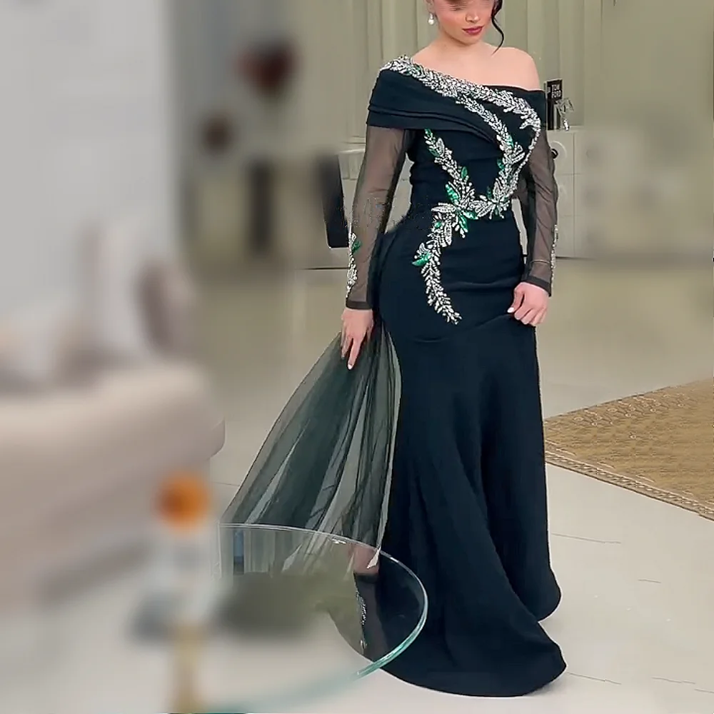 

Customized Luxury 2026 Formal Evening Gowns Rhinestone Off-the-shoulder Trumpet Long Dresses Elegant Wedding Party Dresses