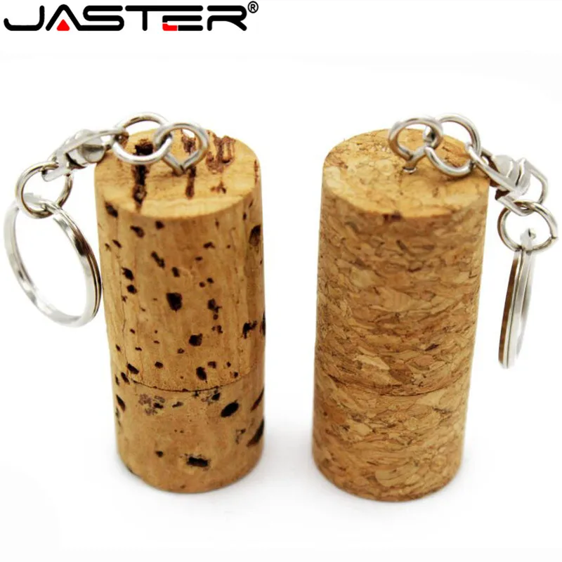 JASTER Kayu cork USB flash drive Wood plug flashdisk 8GB 16GB 32GB 64GB memory stick logo disesuaikan dengan gantungan kunci hadiah pernikahan