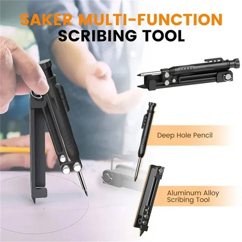 Multi-function Scribing Tool DIY Woodworking Adjustable Arc Dual-purpose Scriber Line Drawing Wood Scribe Contour Gauge Tool