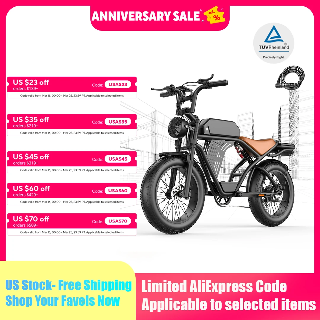 

Electric Bike for Adults 2000W Peak 20" Fat Tire All-Terrain E-Bike with NFC&Password Unlock,48V 20AH,60-80 Miles Electric Motor