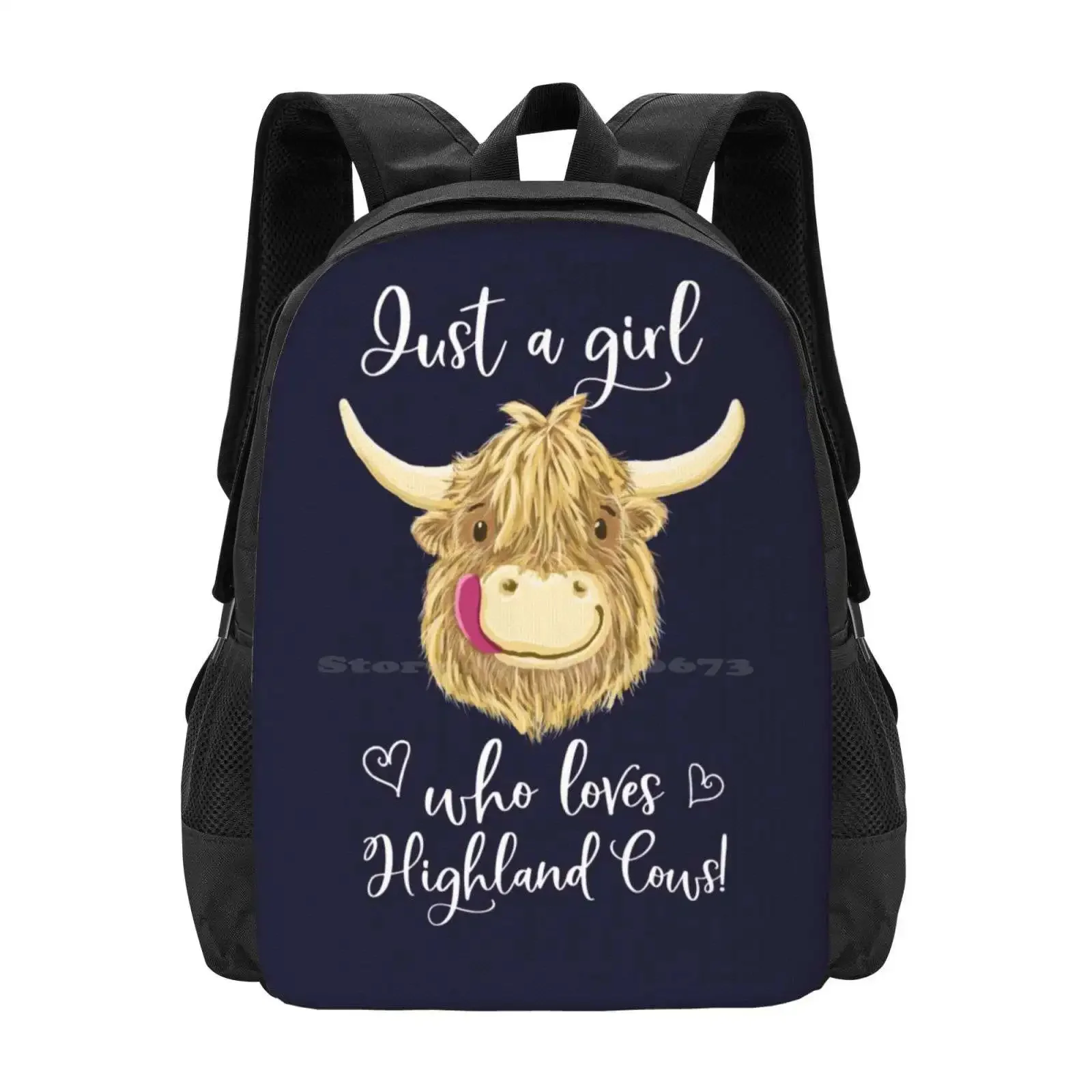 

Just A Girl Who Loves Scottish Highland Cows Hot Sale Schoolbag Backpack Fashion Bags Just A Girl Scottish Highland Cow