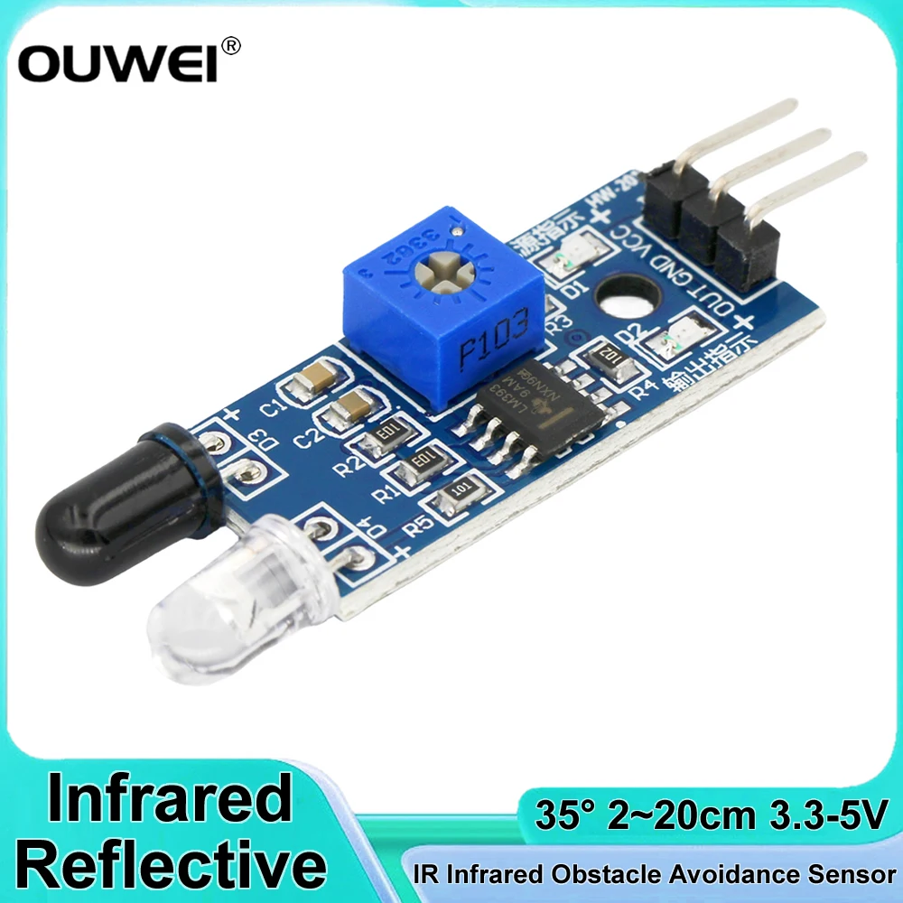 Smart Electronics IR Infrared Obstacle Avoidance Sensor Module for DIY Arduino Smart Car Robot 3 Pin Reflective Photoelectric