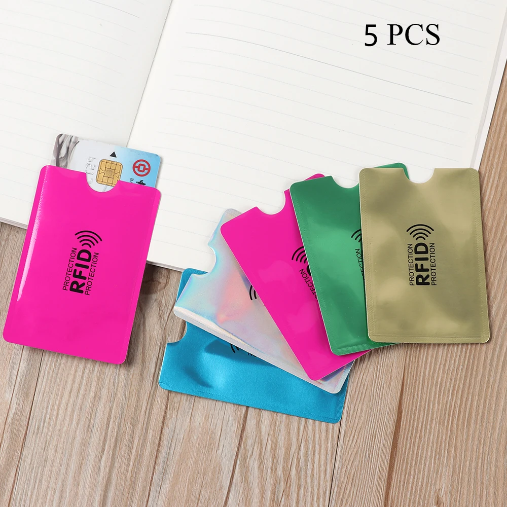 5Pcs 리더 은행 신용 카드 도난 방지 보호 케이스 커버 RFID 차단 카드 홀더 슬리브 지갑