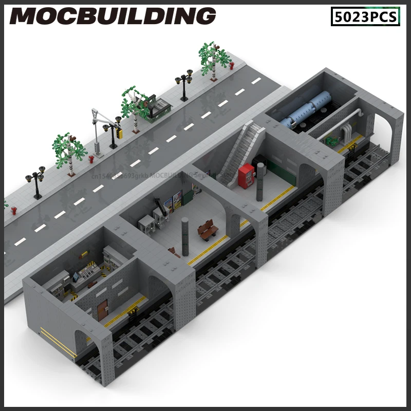 City Train MOC Building Blocks Underground Metro With Extension Display Station Model DIY Assembly Technology Bricks Toys Gifts