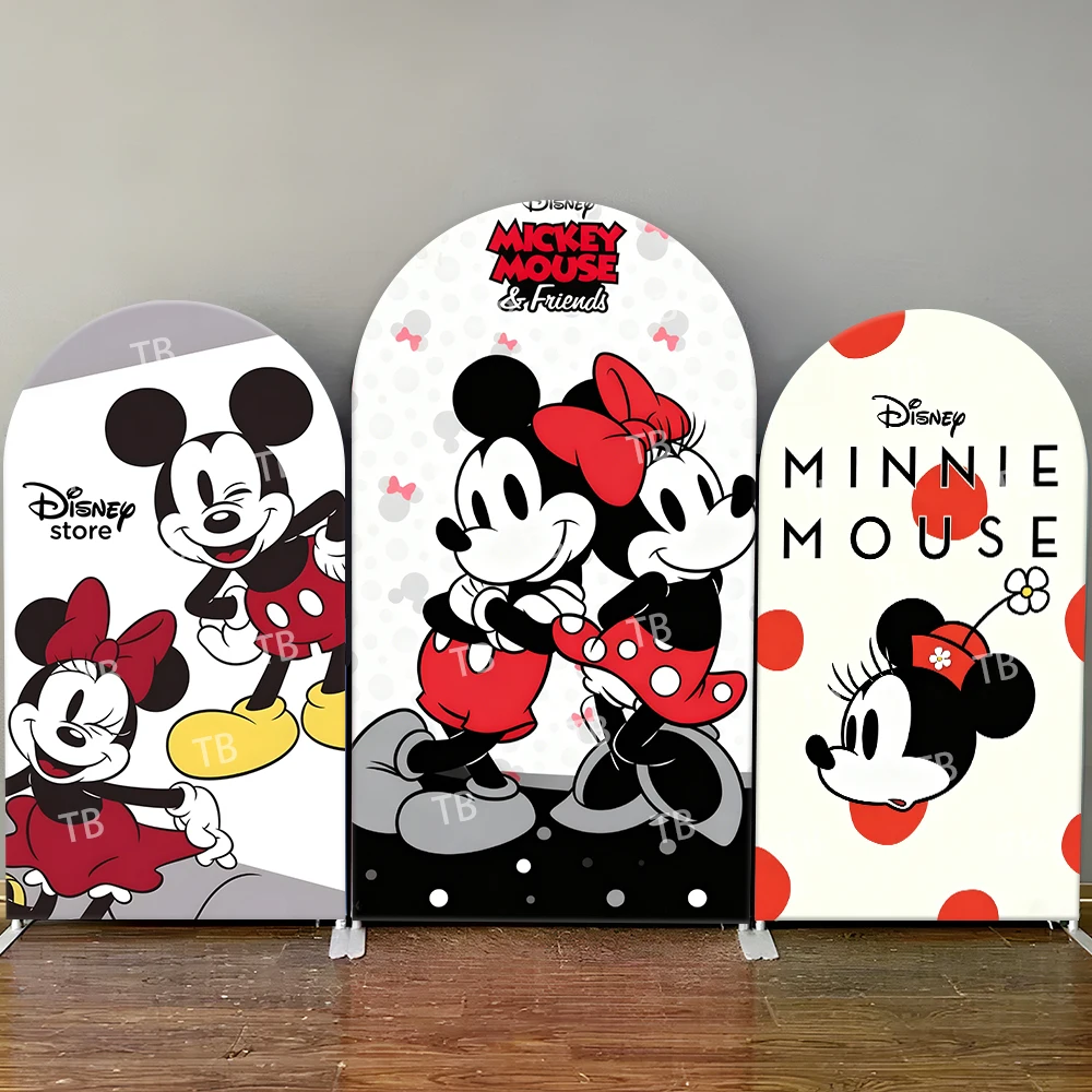 

Disney Mickey & Minnie Mouse Arch Backdrop Cover Party Polka Dot Cute Photo Booth Props for Events & Home Decoration